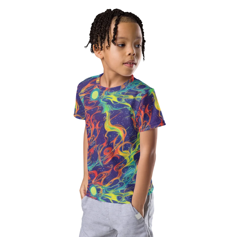 Prismatic Galaxy on Kids Crew Neck T-Shirt — Left Front