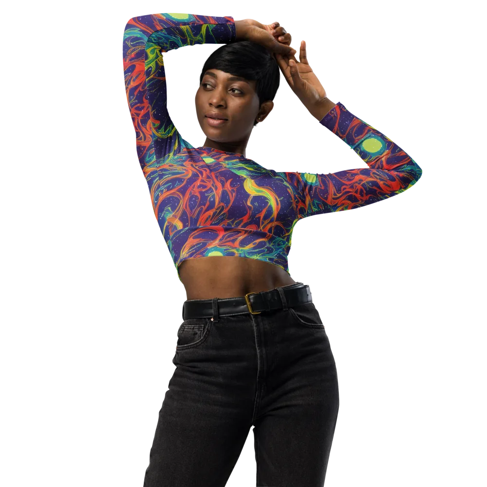 Prismatic Galaxy on Long Sleeve Crop Top — Front