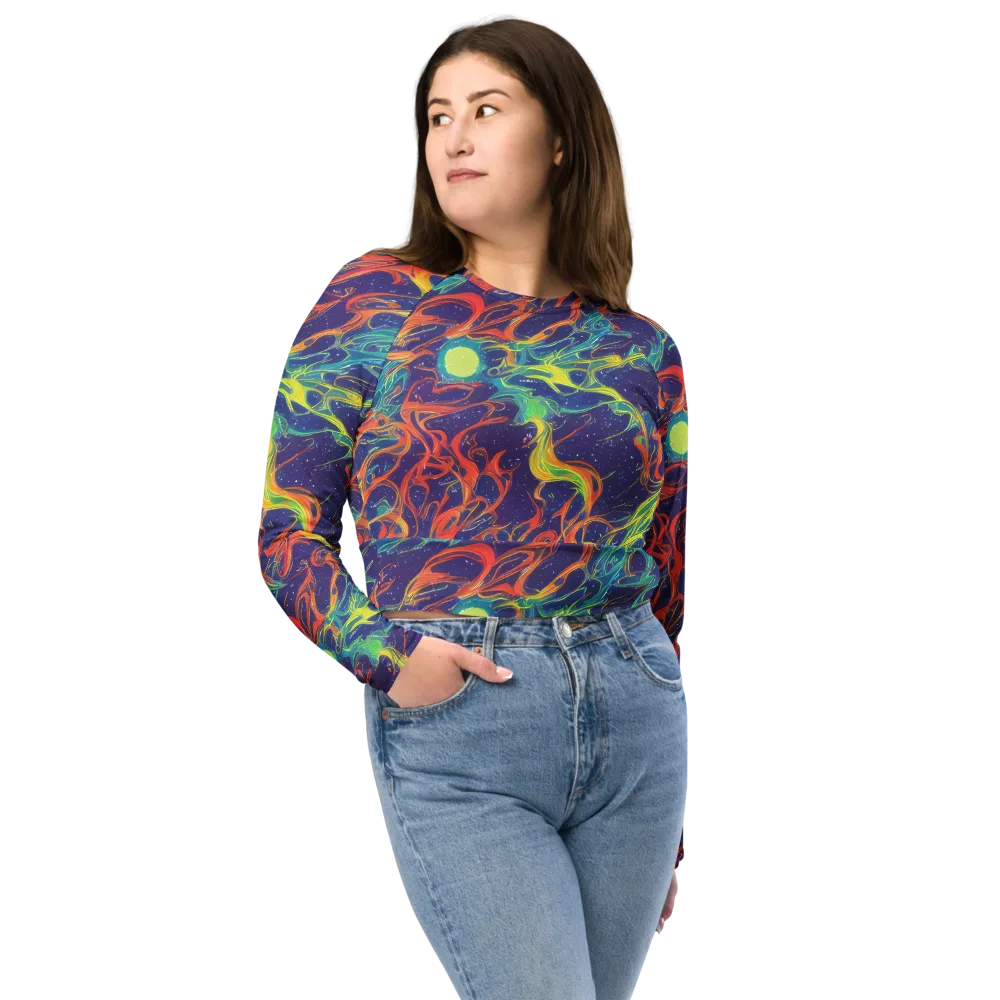 Prismatic Galaxy on Long Sleeve Crop Top — Front
