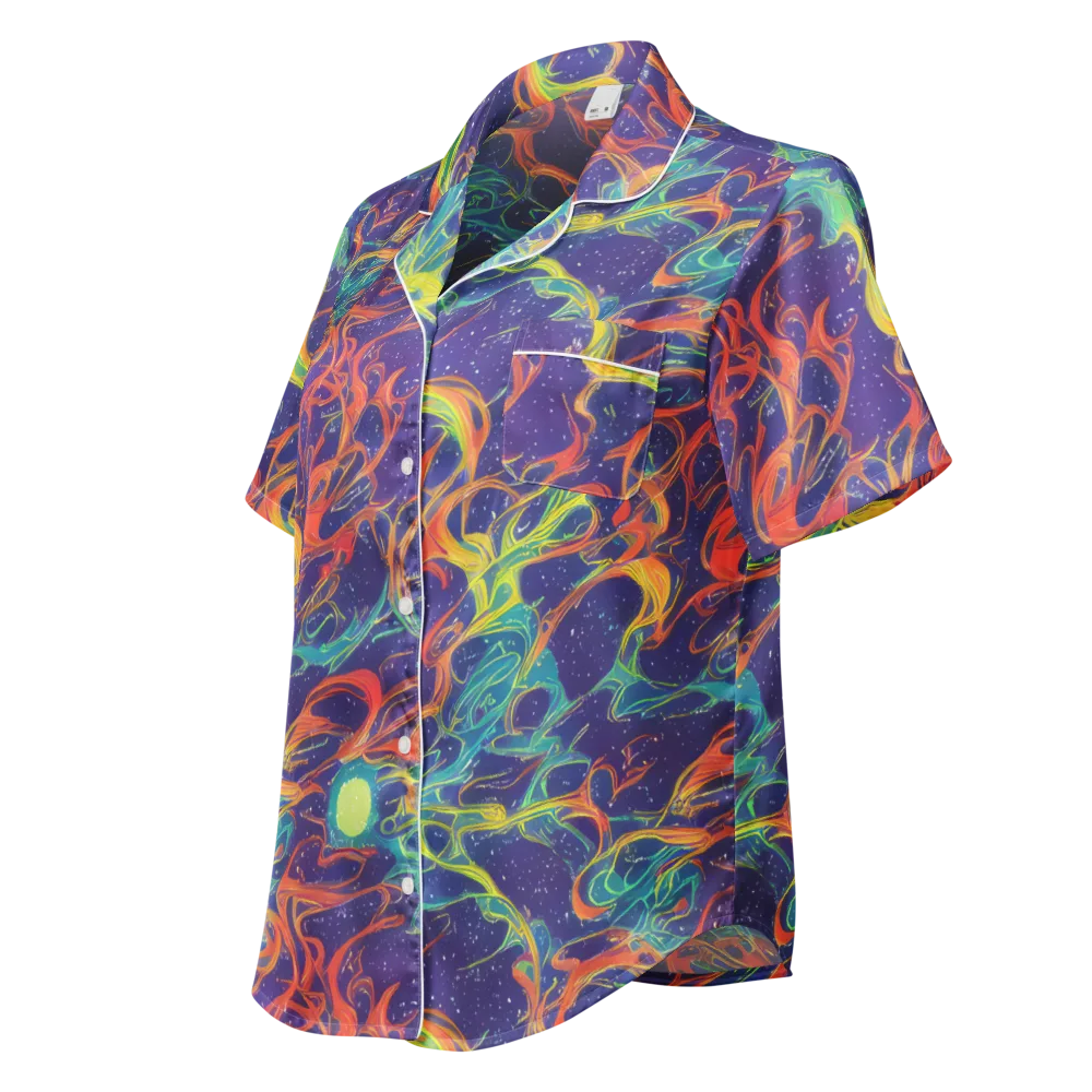 Prismatic Galaxy on Women's Short Sleeve Pajama Top — Left Front