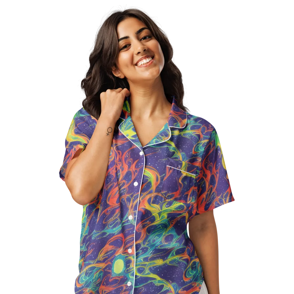 Prismatic Galaxy on Women's Short Sleeve Pajama Top — Front