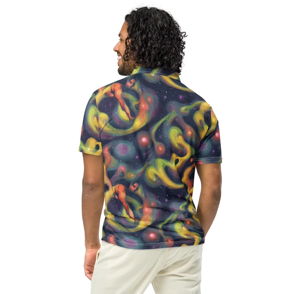 Aurora Ribbons on Men's Slim Fit Polo Shirt — Back