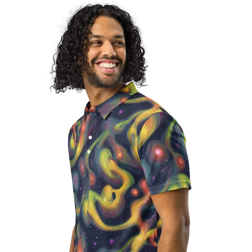 Aurora Ribbons on Men's Slim Fit Polo Shirt — Left Front