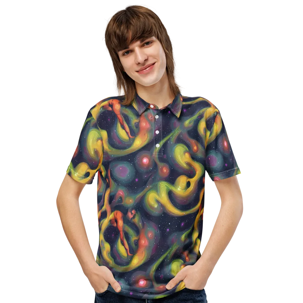 Aurora Ribbons on Men's Slim Fit Polo Shirt — Front