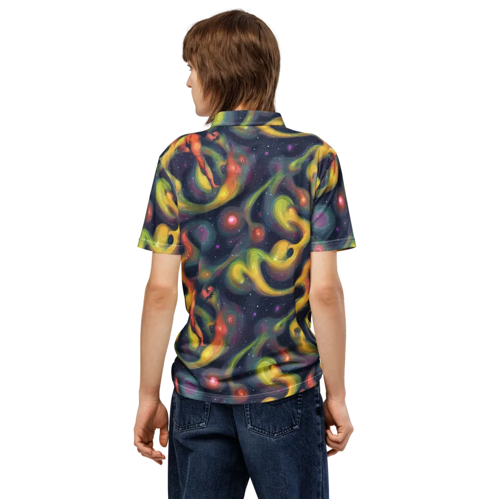 Aurora Ribbons on Men's Slim Fit Polo Shirt — Back