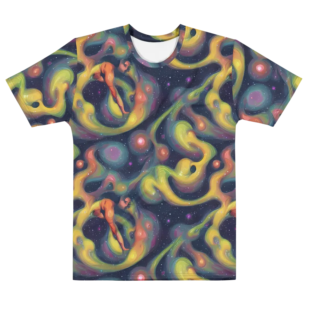Aurora Ribbons on Men's Cotton Crew Neck T-Shirt — Front