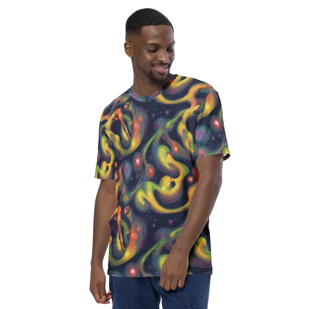 Aurora Ribbons on Men's Crew Neck T-Shirt — Left