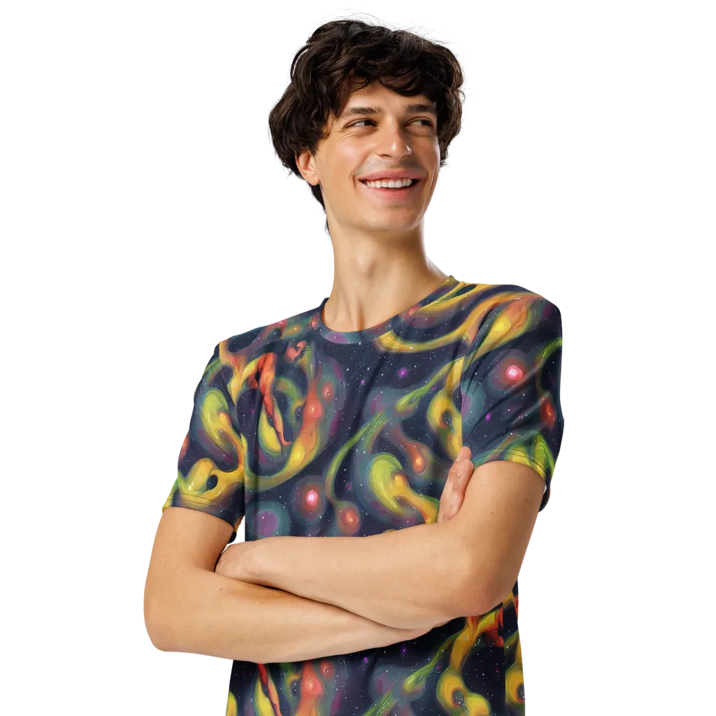 Aurora Ribbons on Men's Crew Neck T-Shirt — Left Front