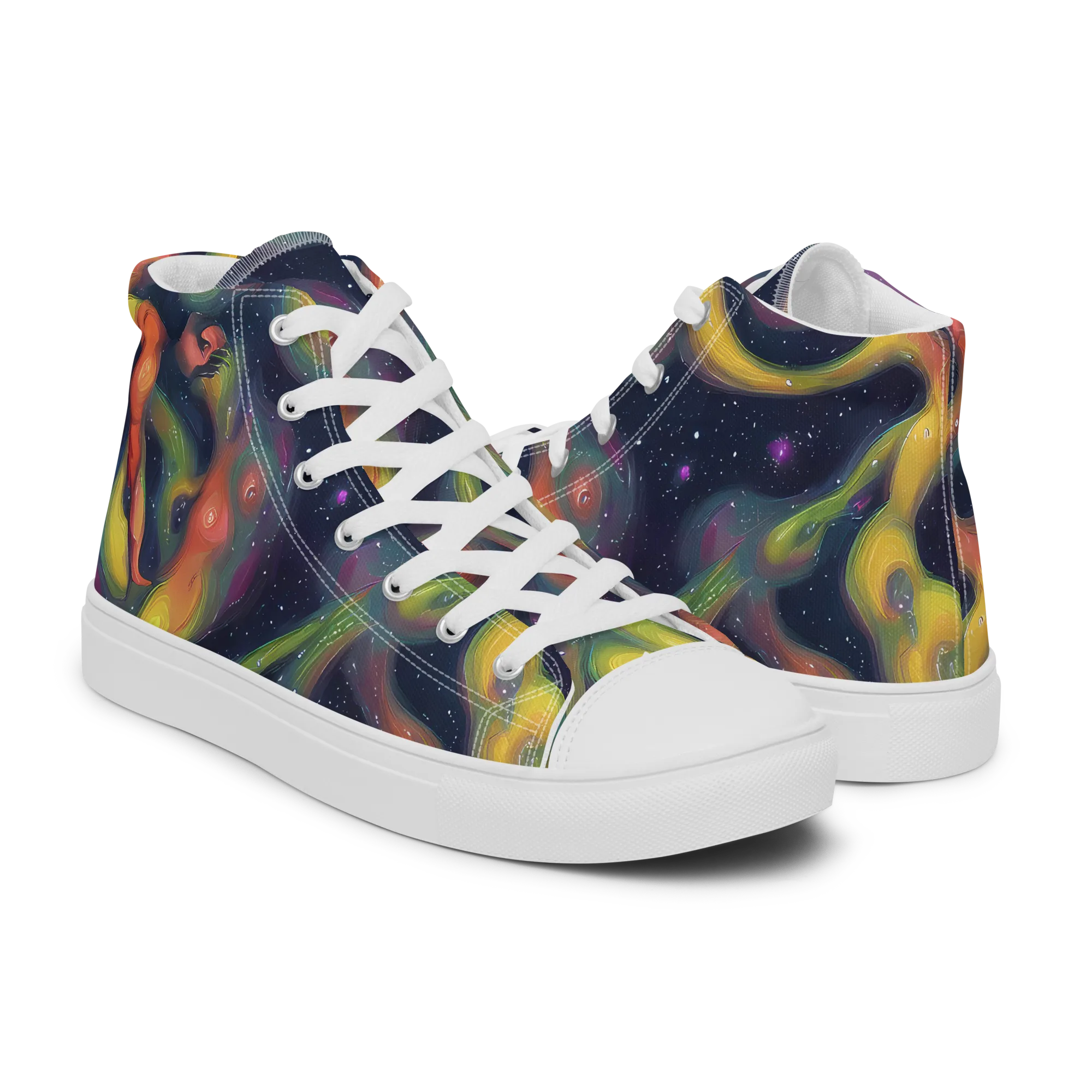 Aurora Ribbons on Men's High Top Canvas Shoes — Right