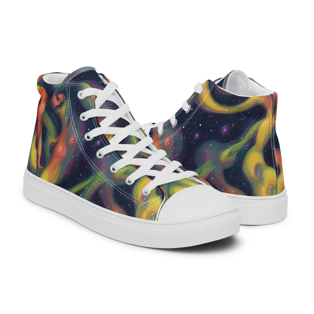 Aurora Ribbons on Men's High Top Canvas Shoes — Right