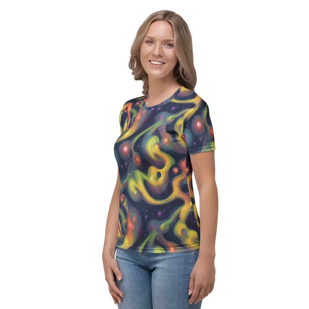 Aurora Ribbons on Women's Crew Neck T-Shirt — Left