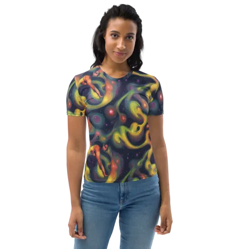 Aurora Ribbons on a Women's Crew Neck T-Shirt