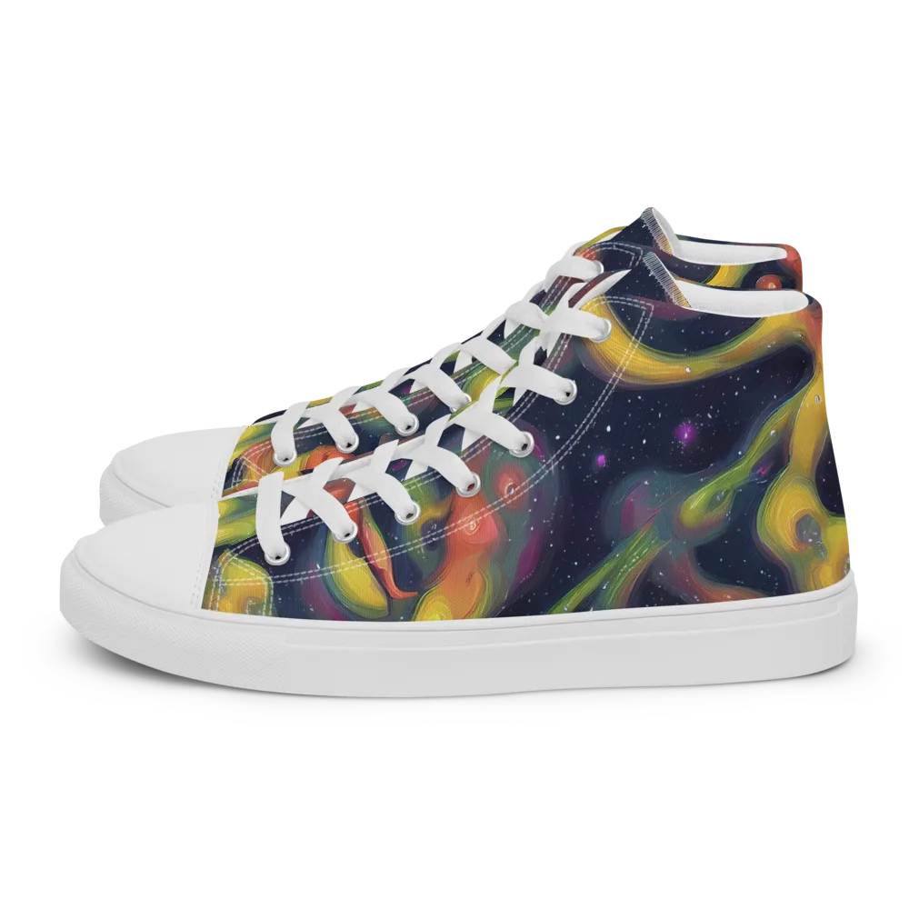 Aurora Ribbons on Women's High Top Canvas Shoes — Left