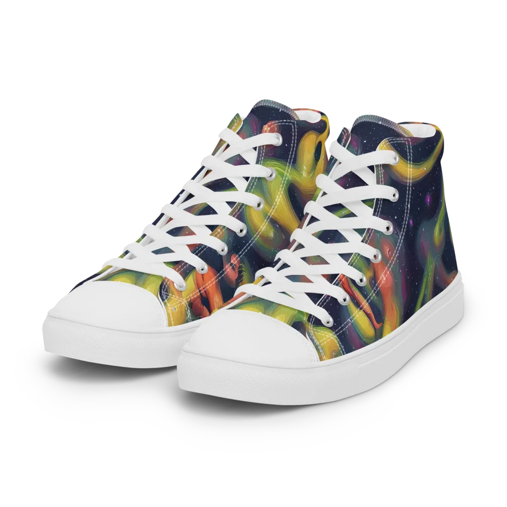 Aurora Ribbons on Women's High Top Canvas Shoes — Left Front