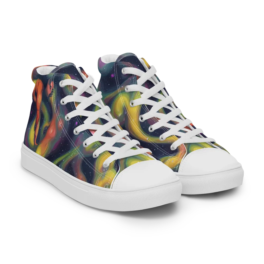 Aurora Ribbons on Women's High Top Canvas Shoes — Right Front