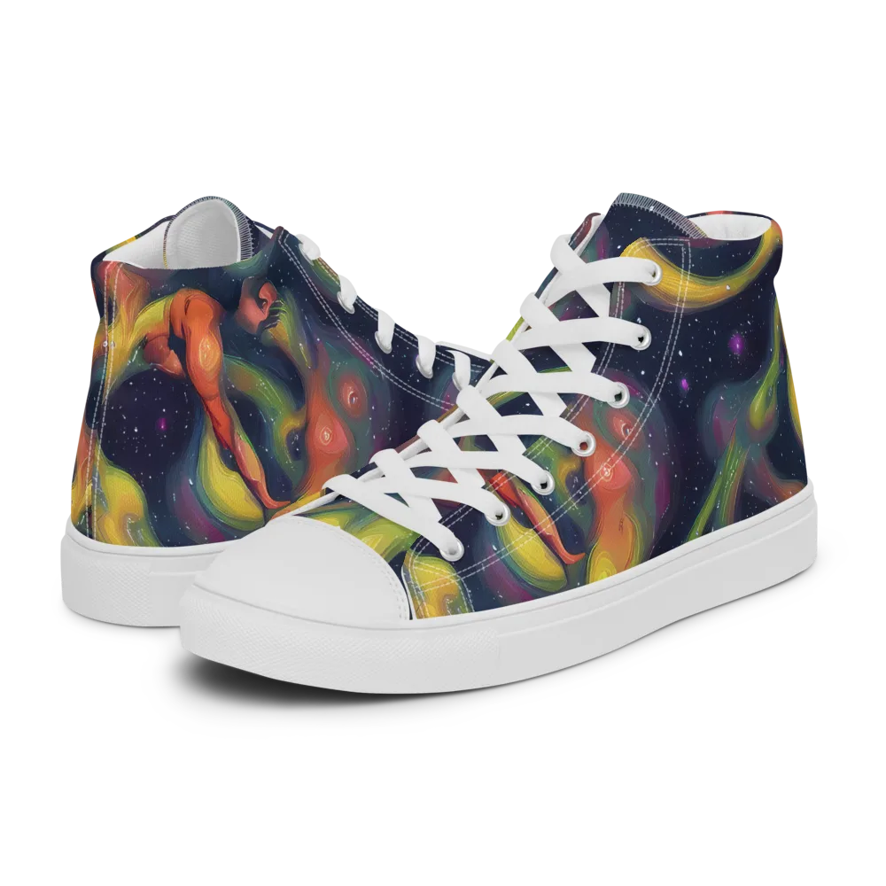 Aurora Ribbons on Women's High Top Canvas Shoes — Left