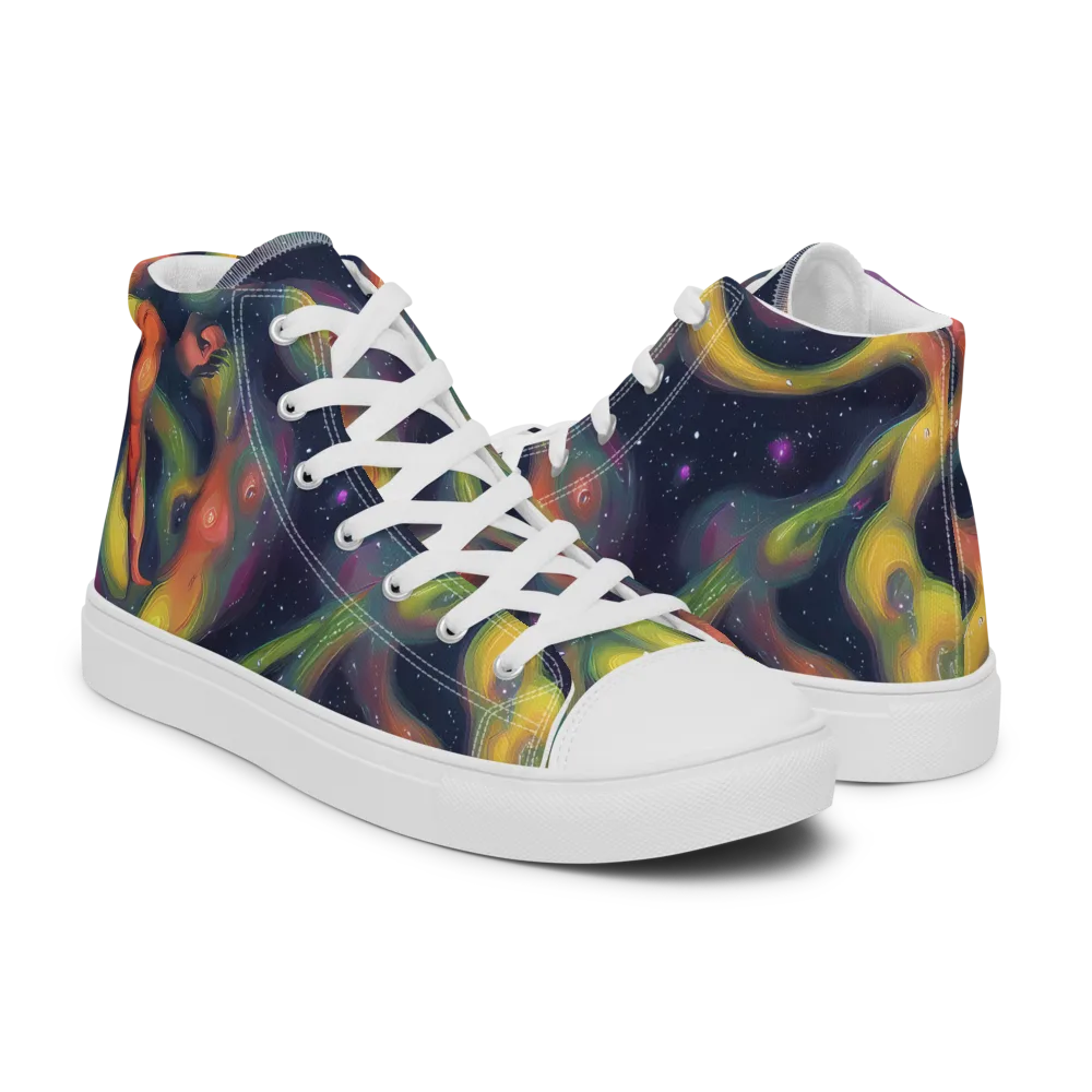 Aurora Ribbons on Women's High Top Canvas Shoes — Right
