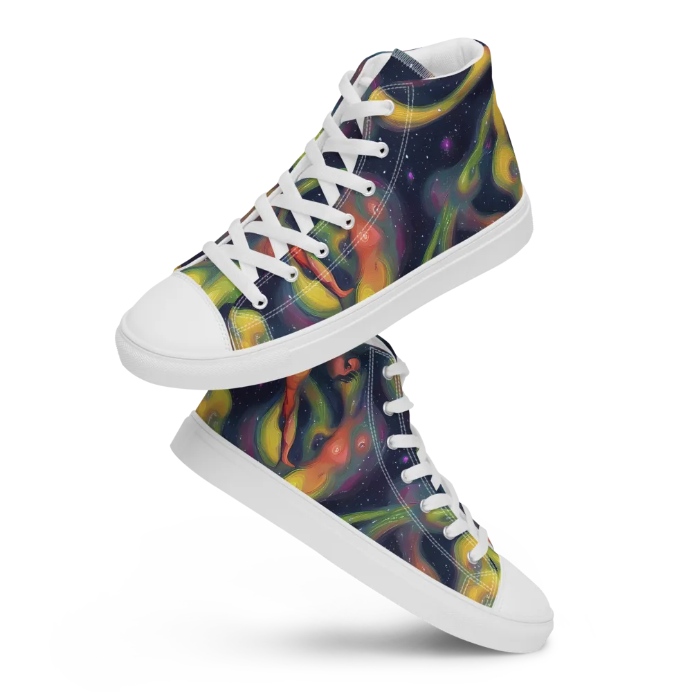 Aurora Ribbons on Women's High Top Canvas Shoes — Front