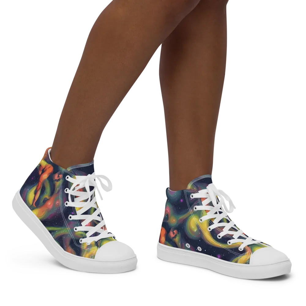 Aurora Ribbons on Women's High Top Canvas Shoes — Right