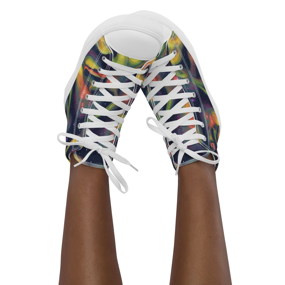 Aurora Ribbons on Women's High Top Canvas Shoes — Front