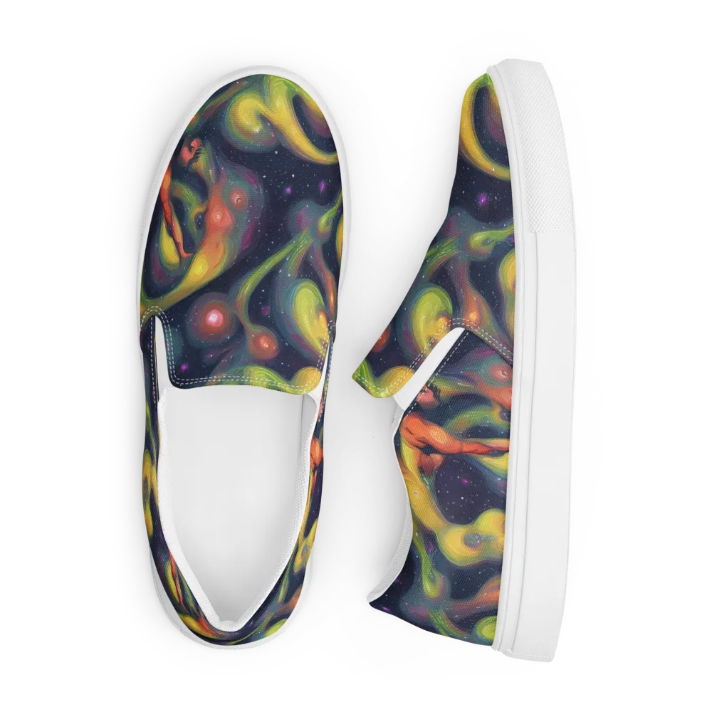 Aurora Ribbons on Men's Slip-On Canvas Shoes — Front