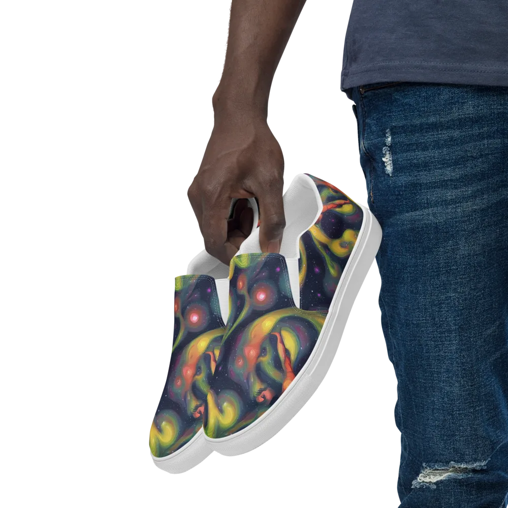 Aurora Ribbons on Men's Slip-On Canvas Shoes — Left Front