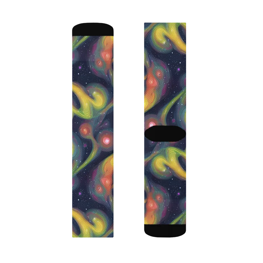 Aurora Ribbons on Socks — Left Sock