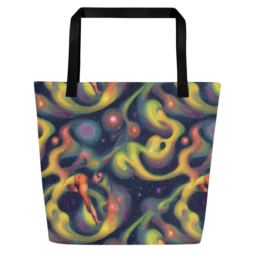 Aurora Ribbons on a Large Tote Bag W/ Pocket