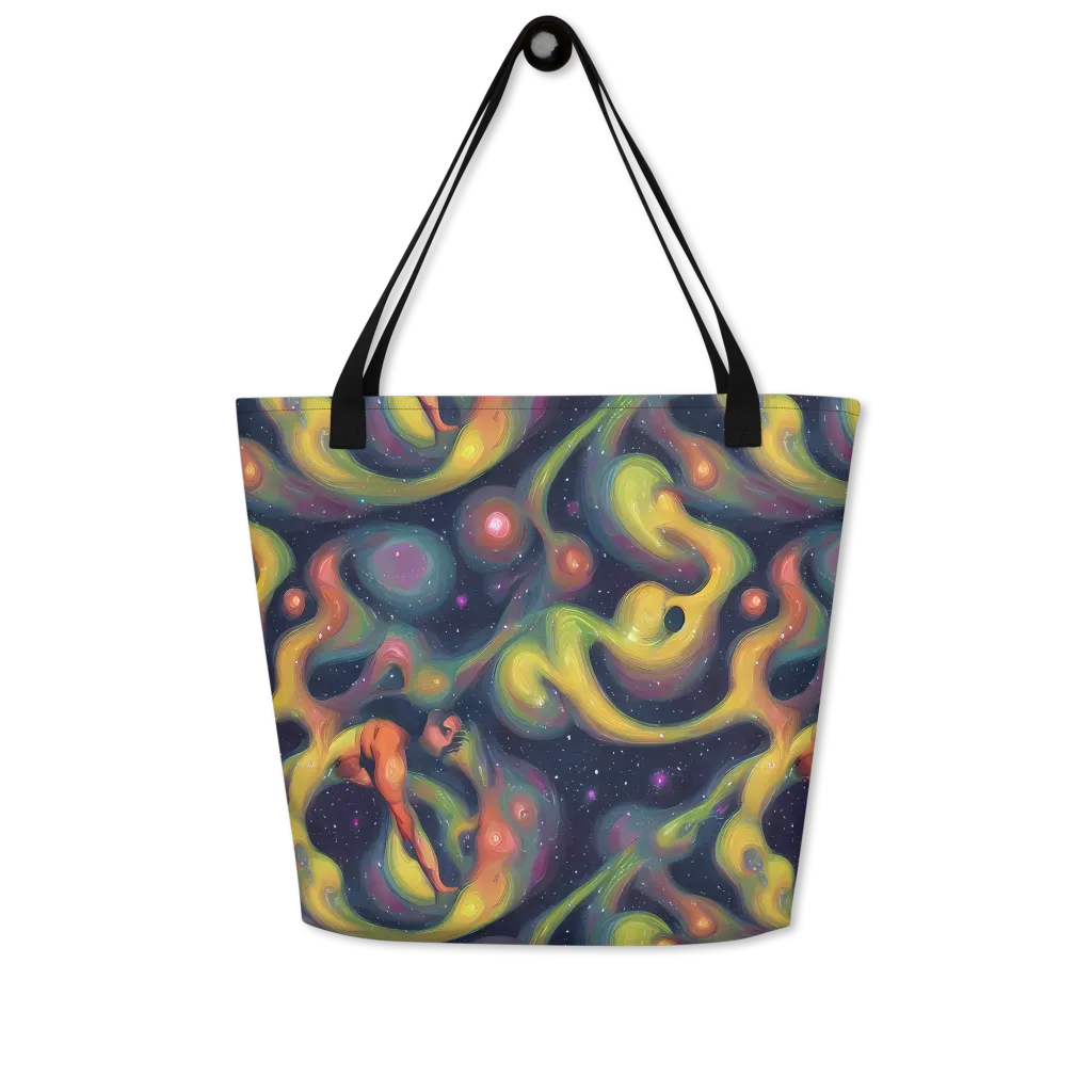 Aurora Ribbons on Large Tote Bag W/ Pocket — Front