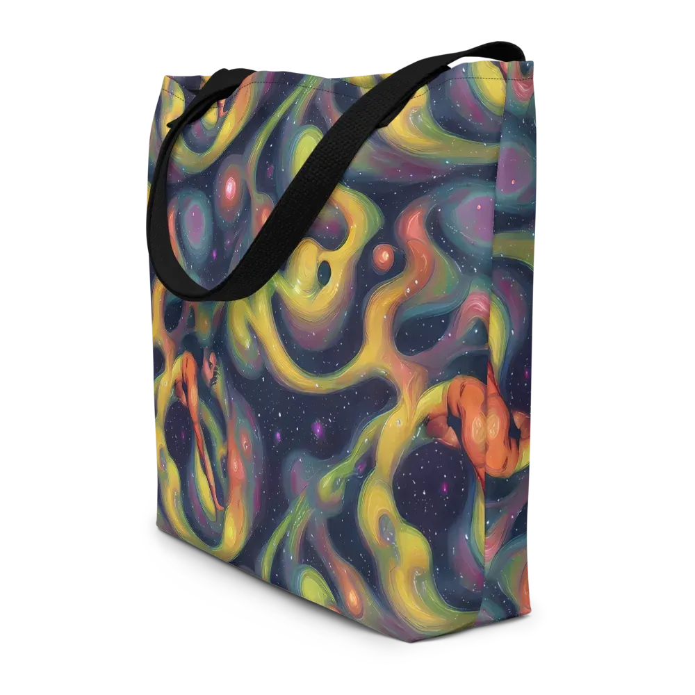Aurora Ribbons on Large Tote Bag W/ Pocket — Front