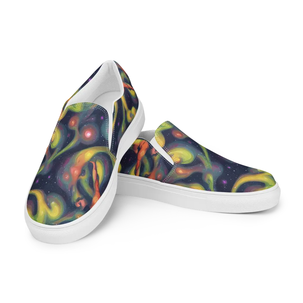 Aurora Ribbons on Women's Slip-On Canvas Shoes — Left Front