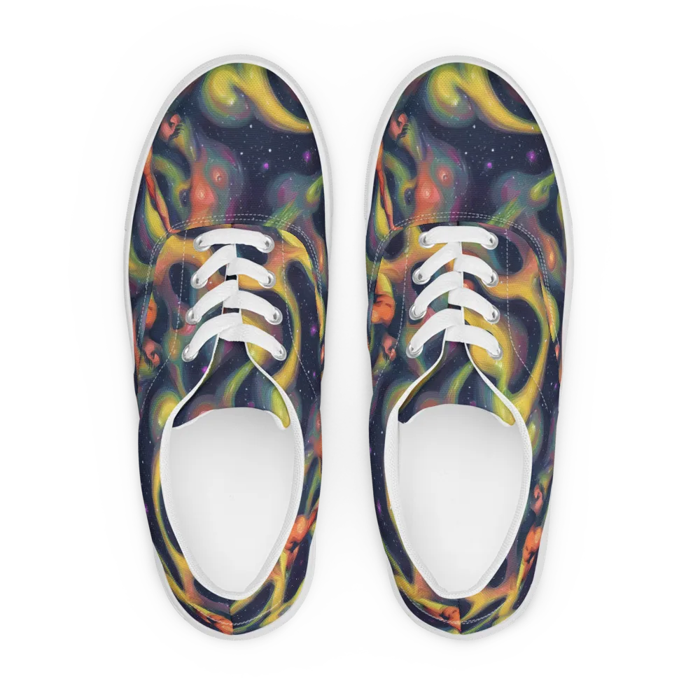 Aurora Ribbons on Men's Lace-Up Canvas Shoes — Front