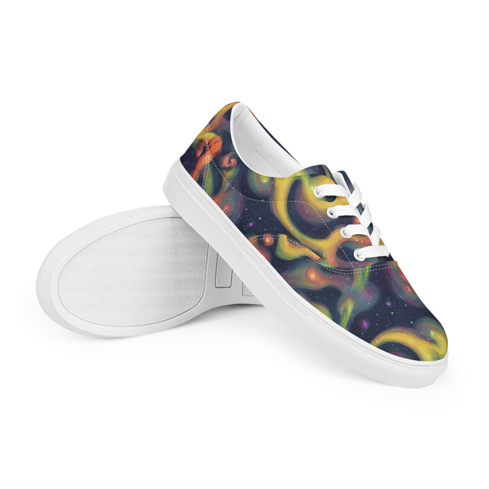 Aurora Ribbons on Men's Lace-Up Canvas Shoes — Right Front