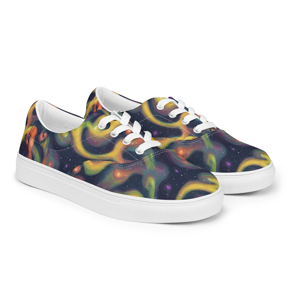Aurora Ribbons on Men's Lace-Up Canvas Shoes — Right Front