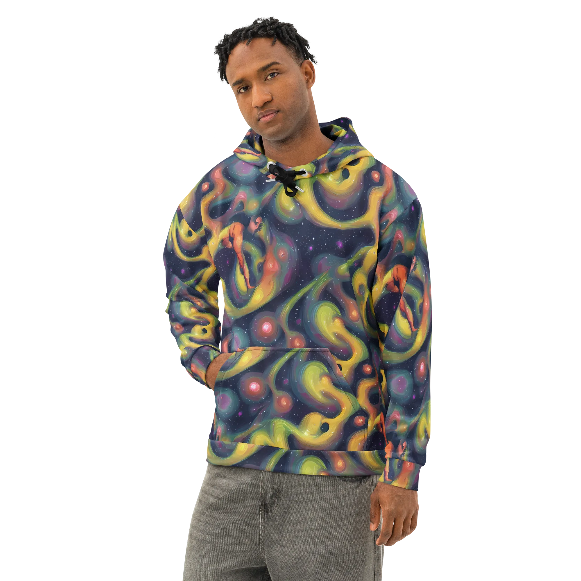 Aurora Ribbons on Cotton Hoodie — Left Front