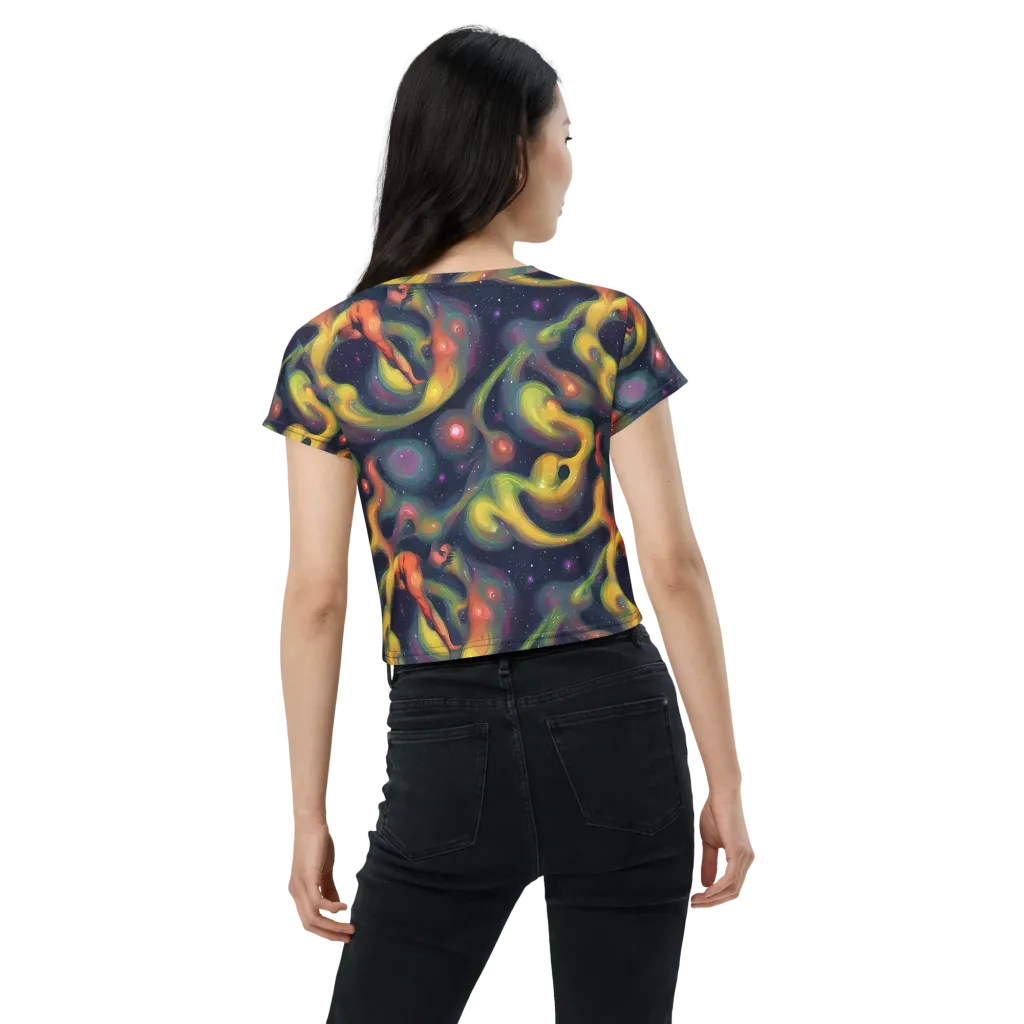 Aurora Ribbons on Crop Tee — Back