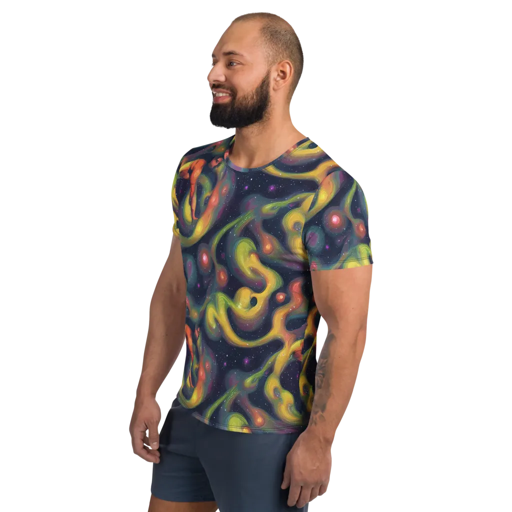 Aurora Ribbons on Men's Athletic T-Shirt — Left