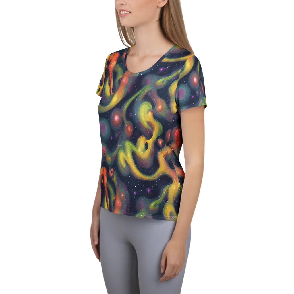 Aurora Ribbons on Women's Athletic T-Shirt — Left
