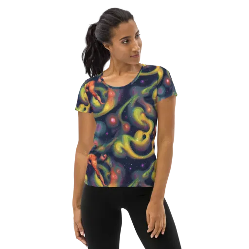 Aurora Ribbons on a Women's Athletic T-Shirt