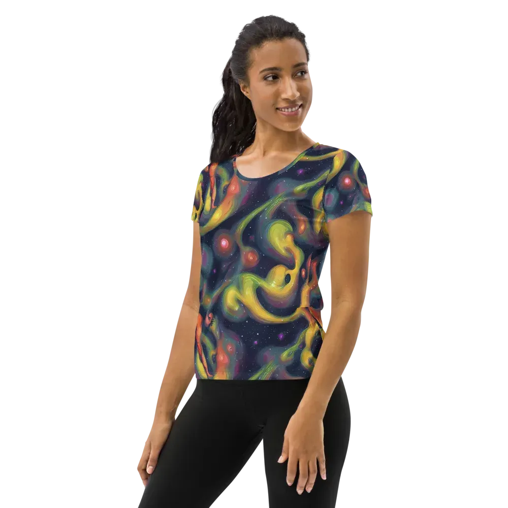 Aurora Ribbons on Women's Athletic T-Shirt — Left