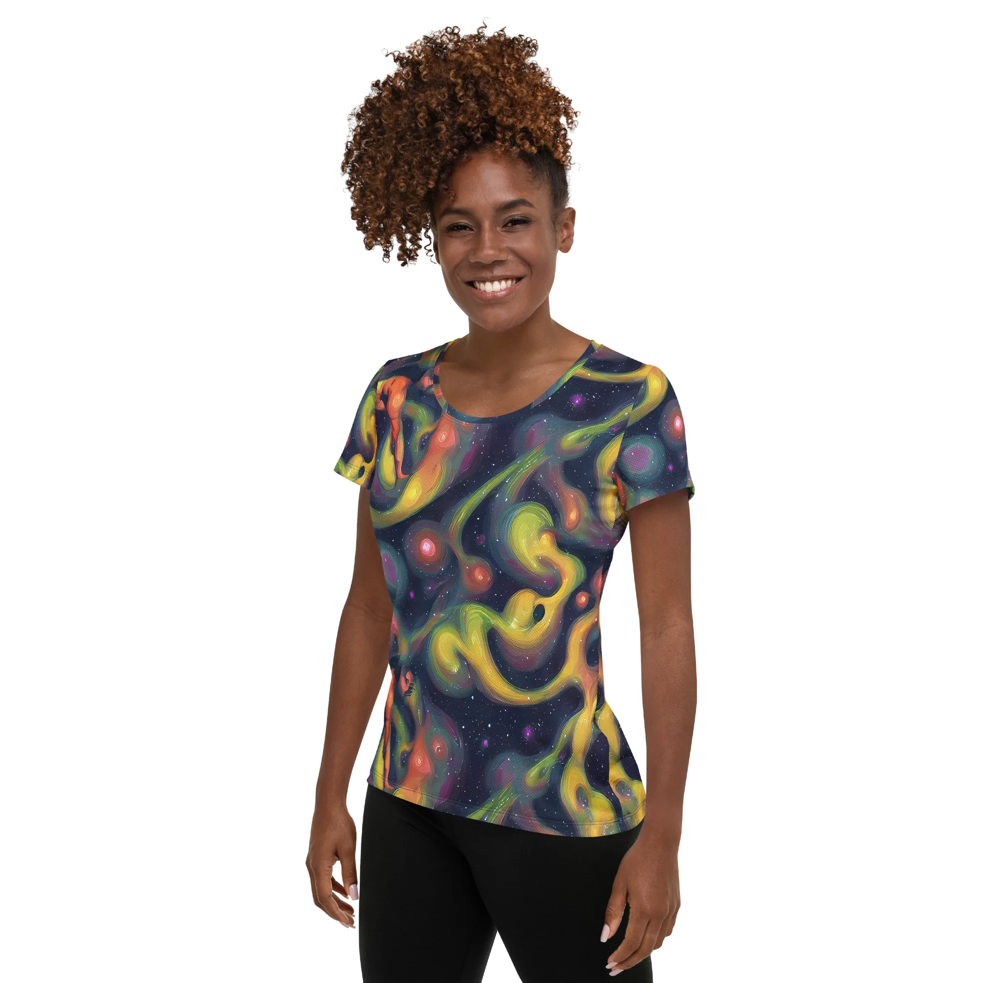 Aurora Ribbons on Women's Athletic T-Shirt — Left
