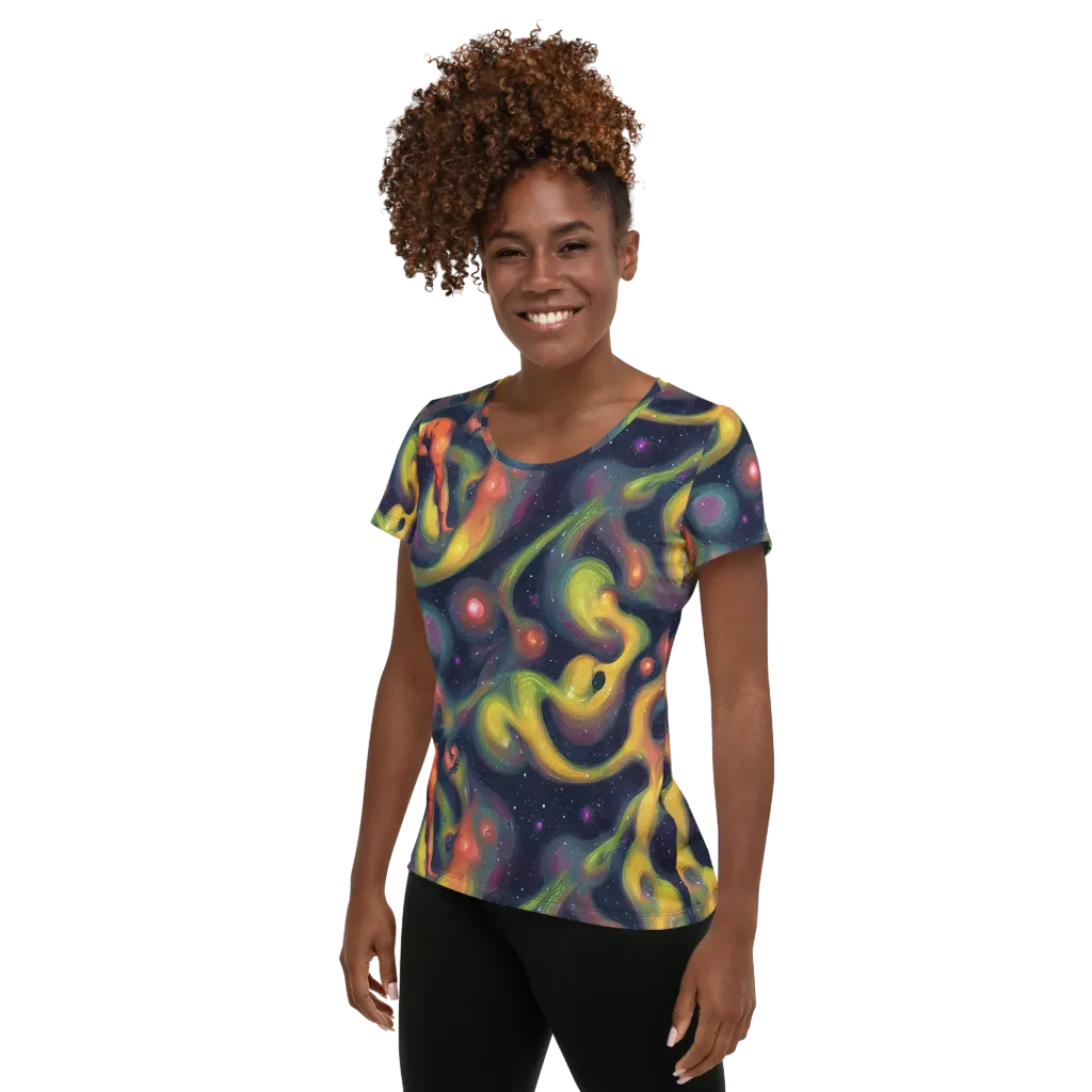 Aurora Ribbons on Women's Athletic T-Shirt — Left