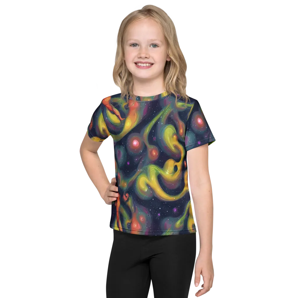 Aurora Ribbons on Kids Crew Neck T-Shirt — Front