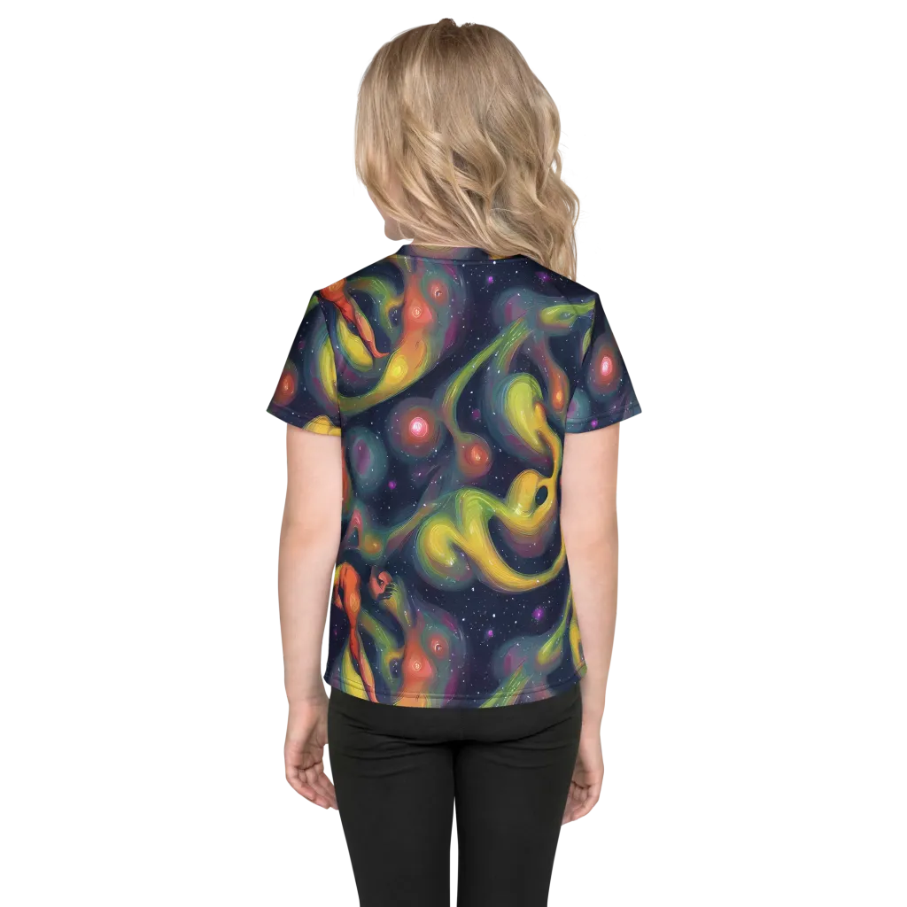 Aurora Ribbons on Kids Crew Neck T-Shirt — Back