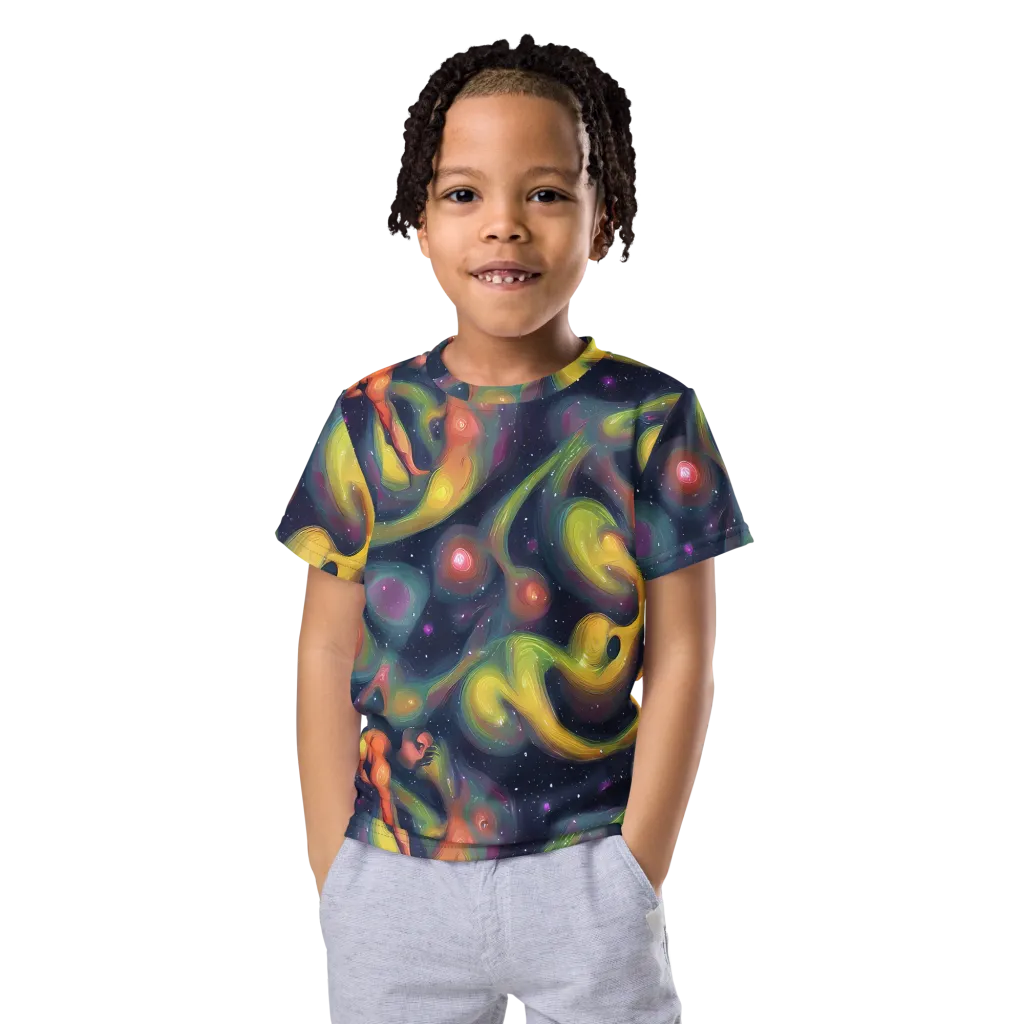 Aurora Ribbons on Kids Crew Neck T-Shirt — Front