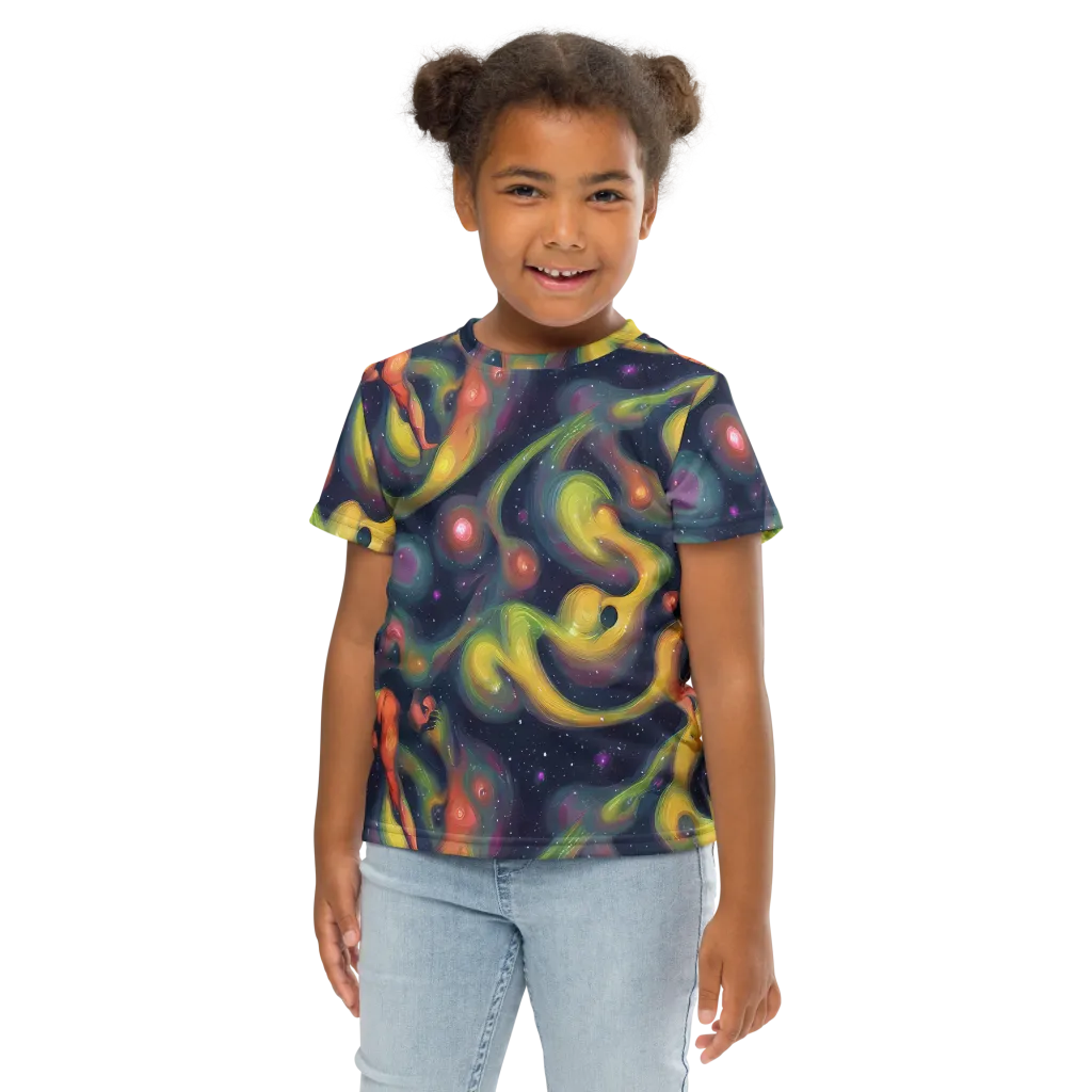 Aurora Ribbons on Kids Crew Neck T-Shirt — Front