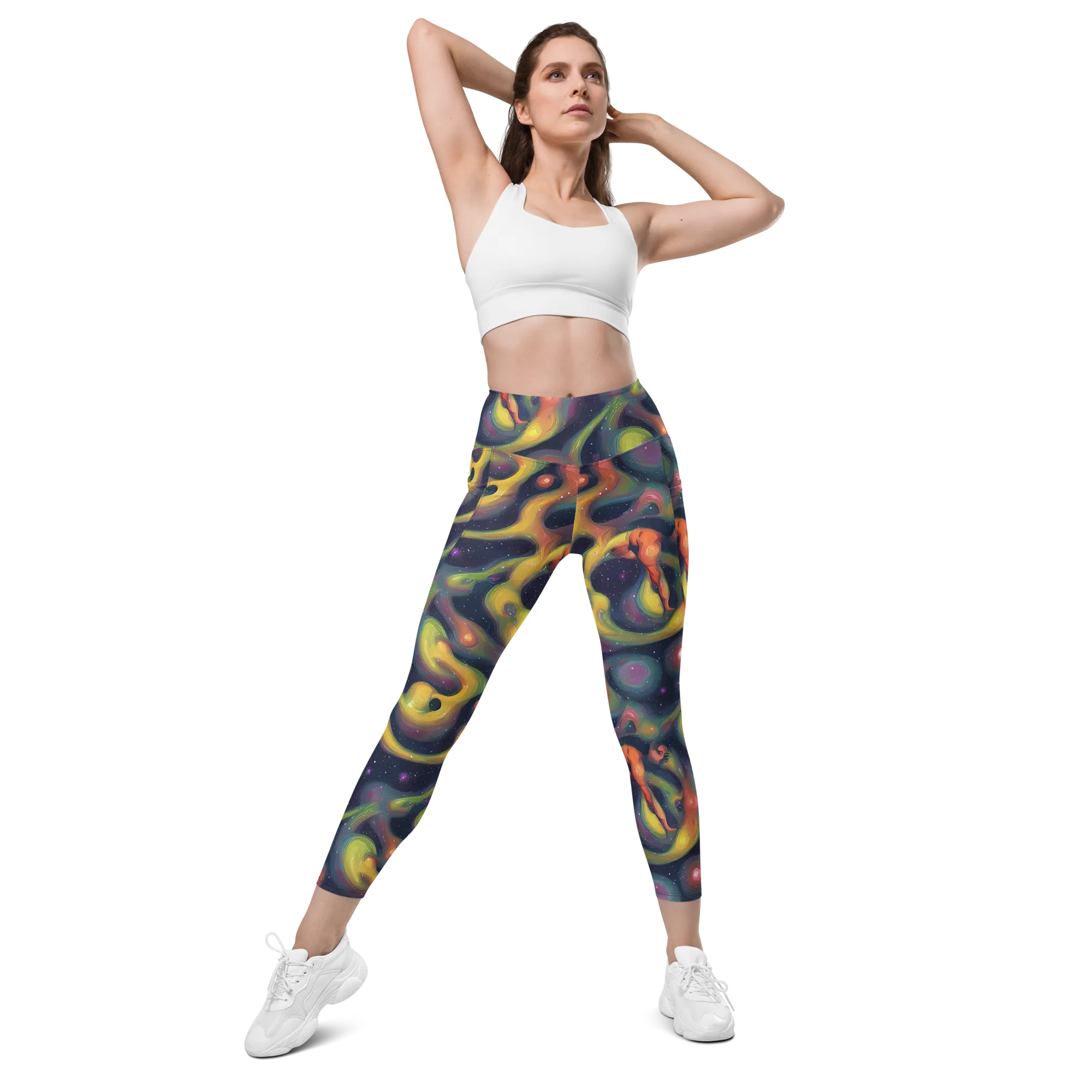 Aurora Ribbons on Leggings with Pockets — Front