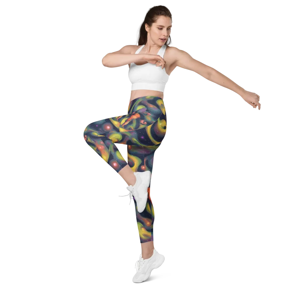 Aurora Ribbons on Leggings with Pockets — Left Front