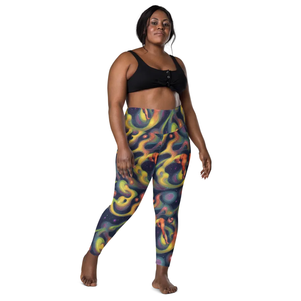Aurora Ribbons on Leggings with Pockets — Front