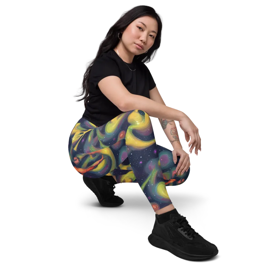 Aurora Ribbons on Leggings with Pockets — Right Front